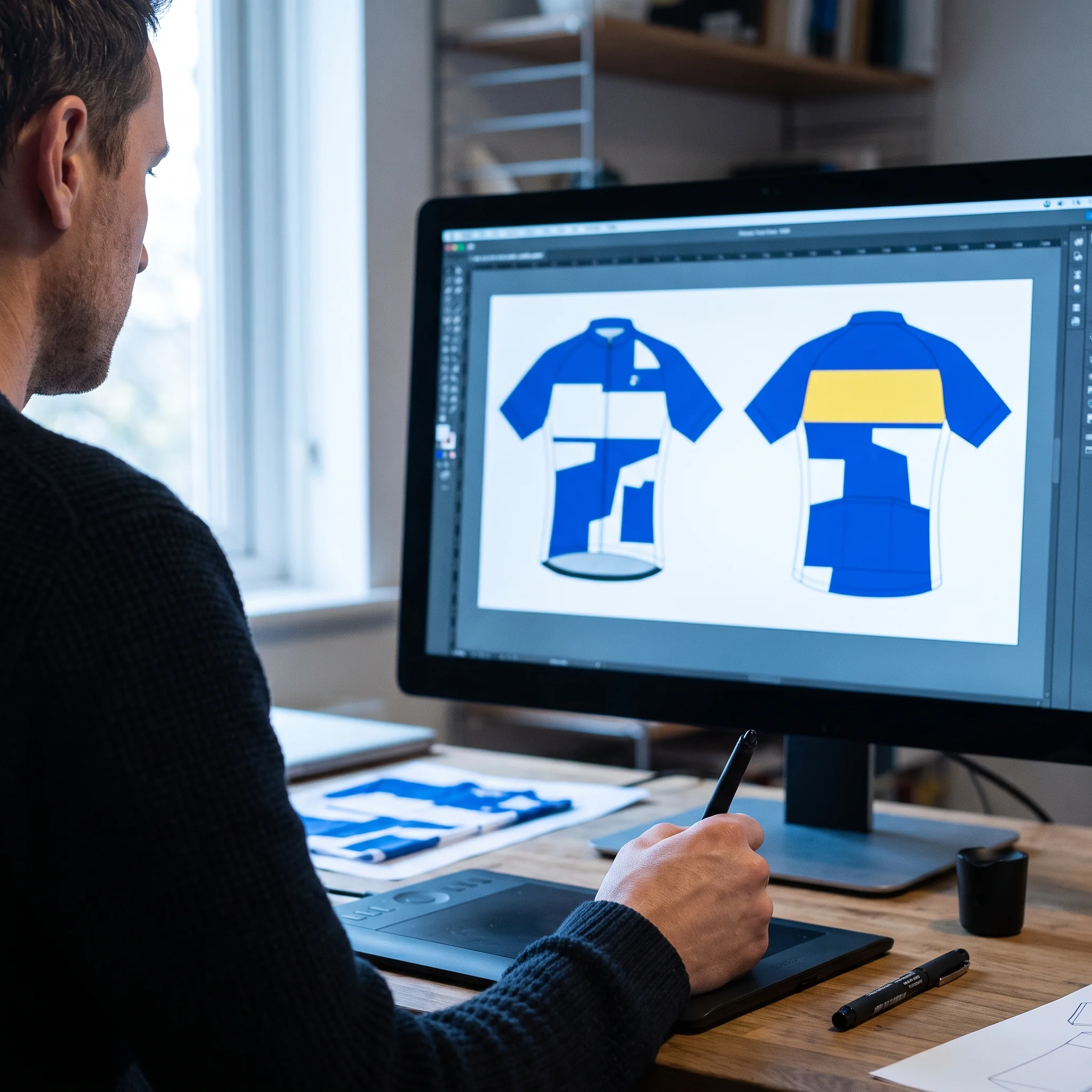 A kit layout designer updating one sponsor zone on a jersey layout on screen